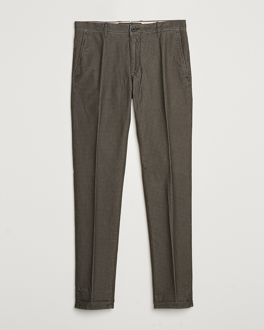 Herre | Bukser | Incotex | Slim Fit Houndstooth Stretch Slacks Dark Brown