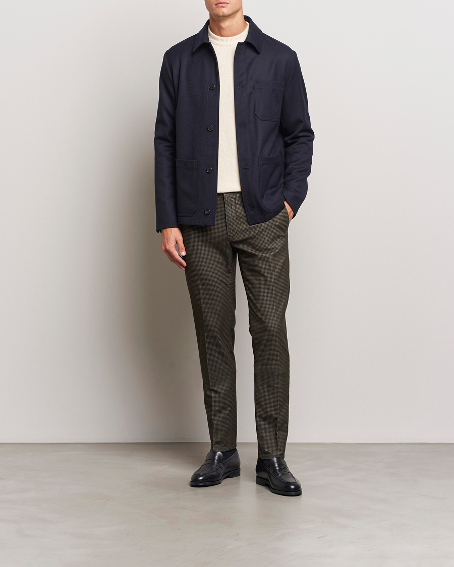 Herre | Bukser | Incotex | Slim Fit Houndstooth Stretch Slacks Dark Brown