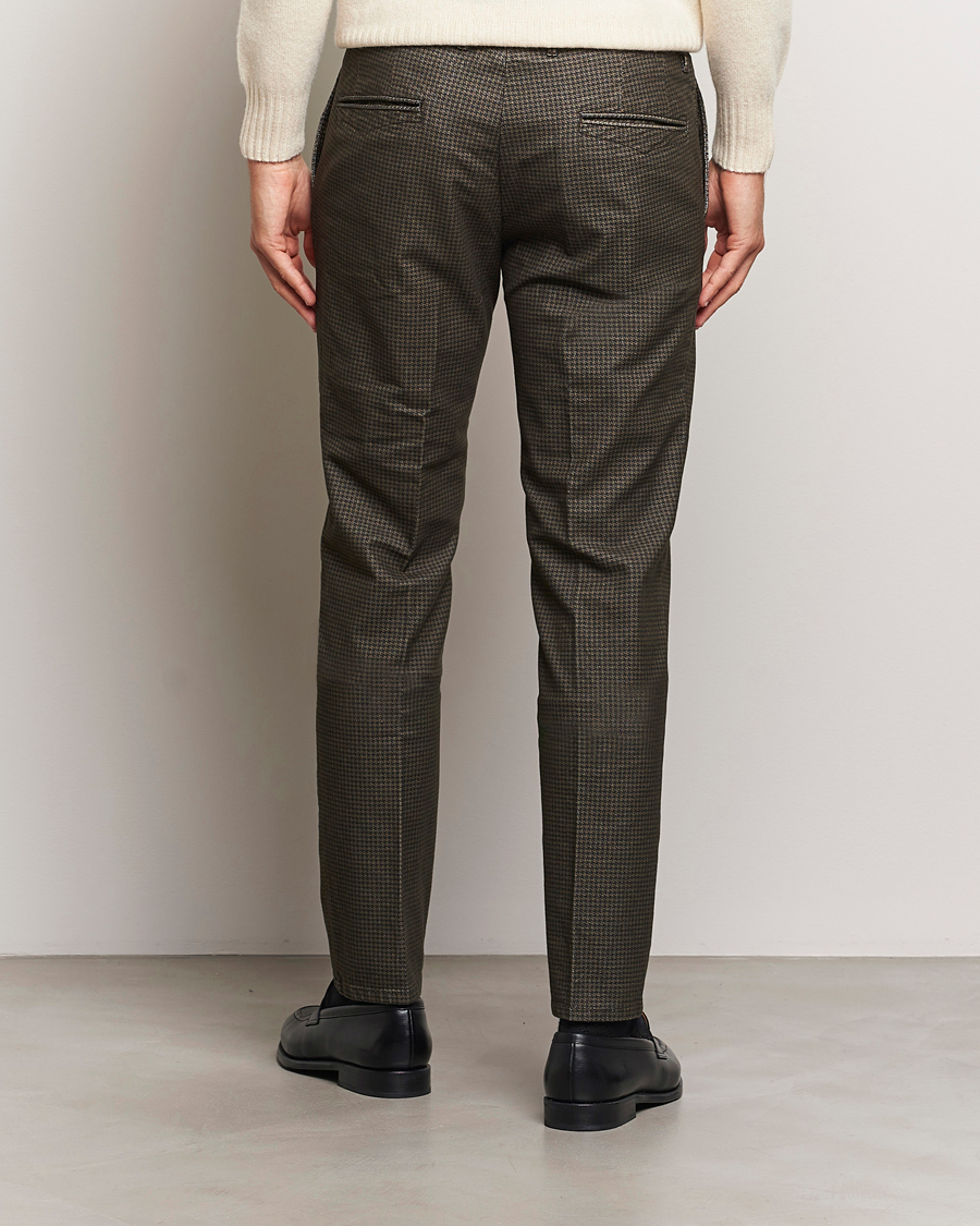 Herre | Bukser | Incotex | Slim Fit Houndstooth Stretch Slacks Dark Brown