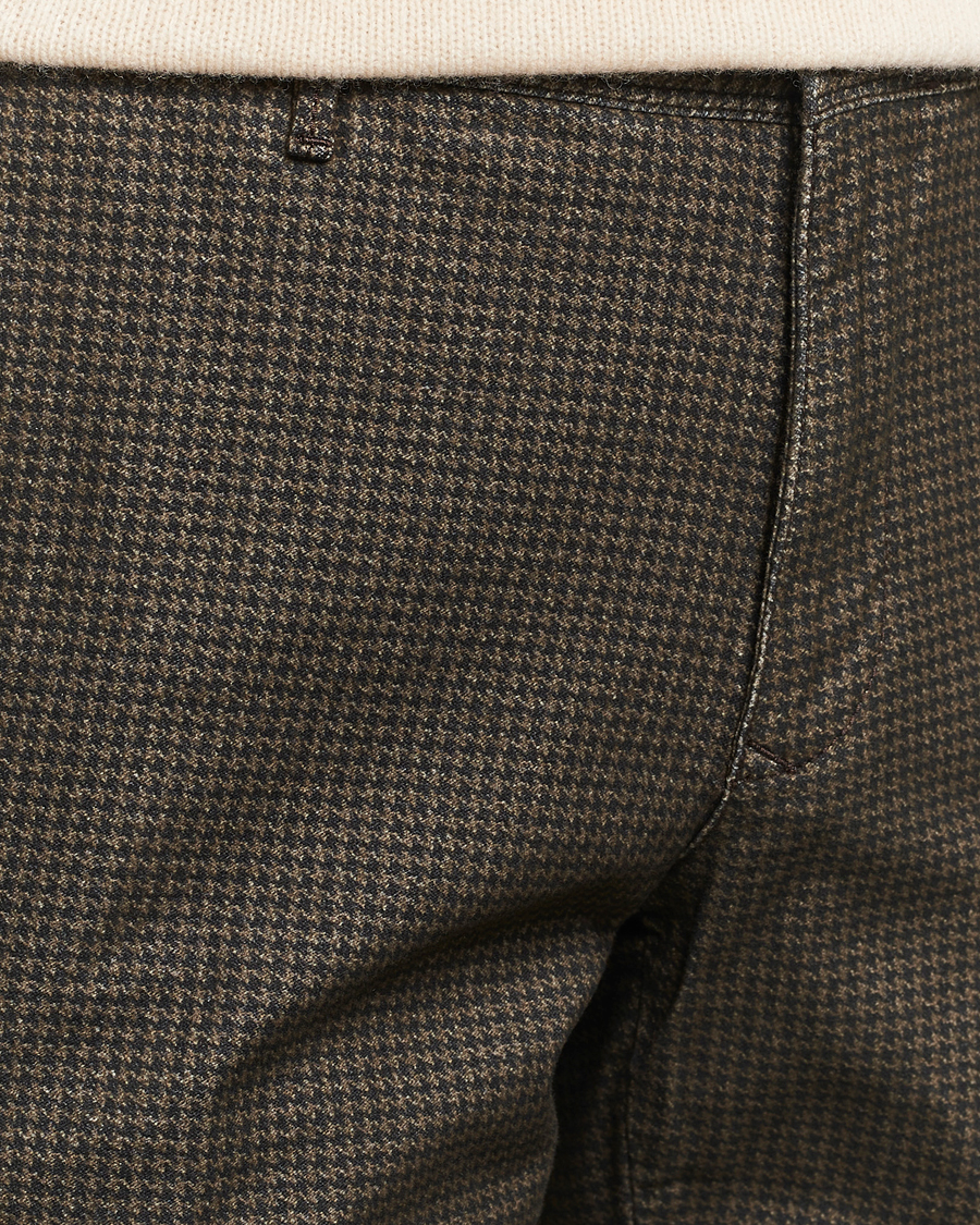 Herre | Bukser | Incotex | Slim Fit Houndstooth Stretch Slacks Dark Brown