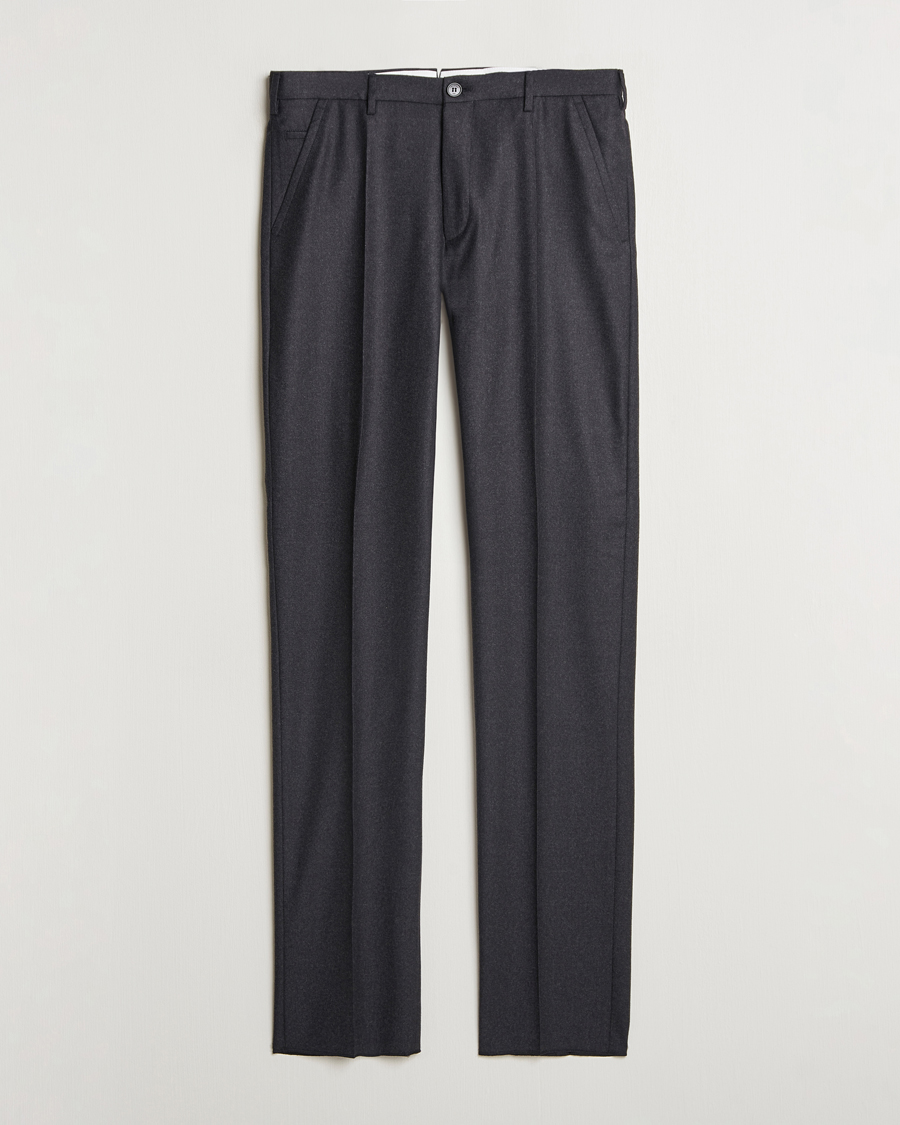 Herre | Bukser | Incotex | Regular Fit Flannel Trousers Charcoal