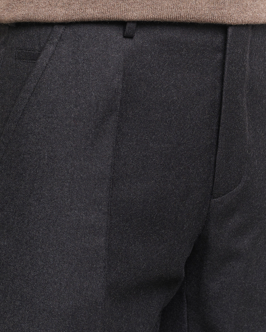 Herre | Bukser | Incotex | Regular Fit Flannel Trousers Charcoal