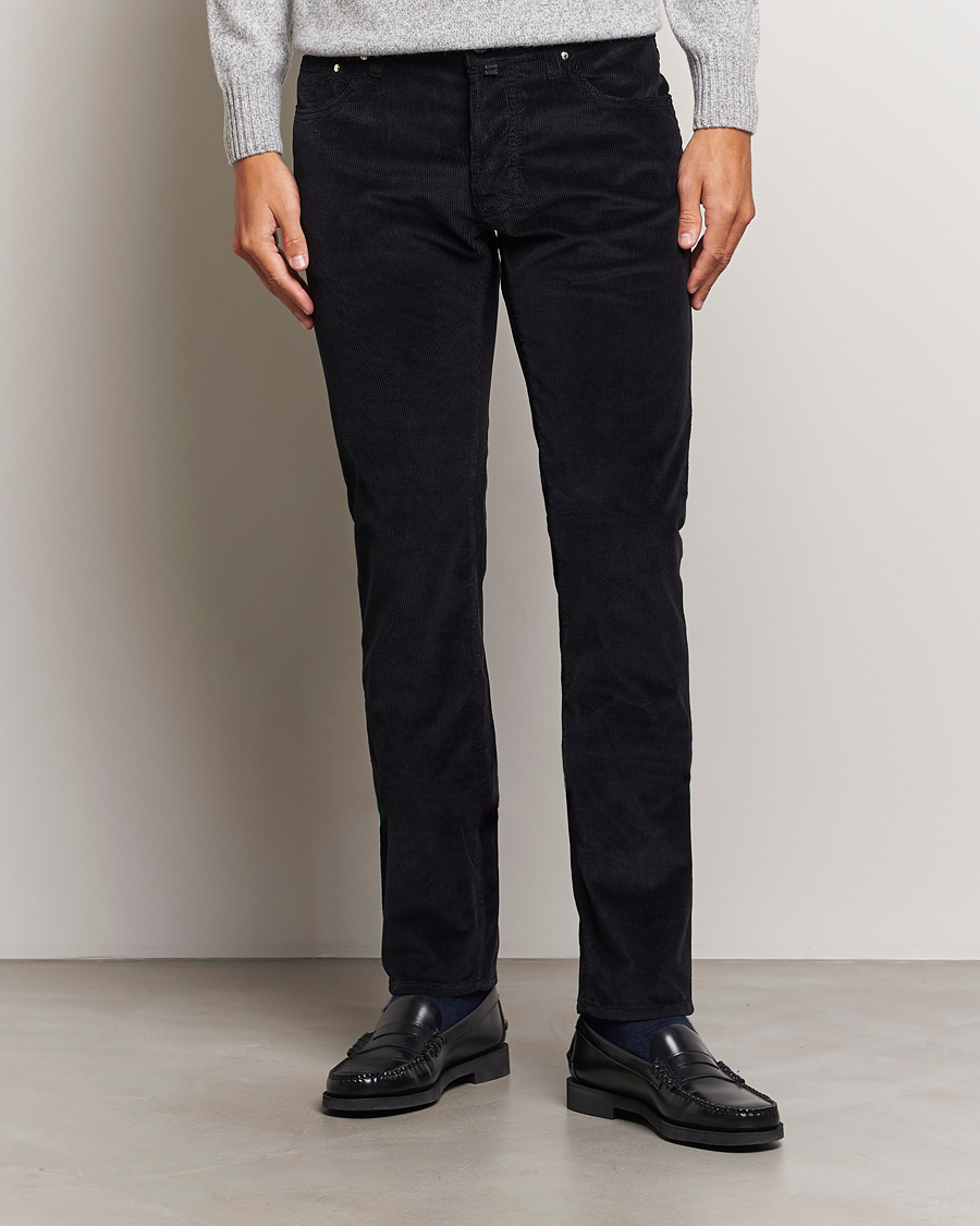 Herre | Bukser | Jacob Cohën | Bard 5-Pocket Medium Corduroy Trousers Black
