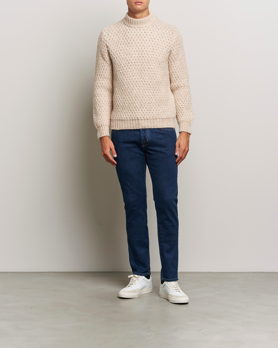 Herre | Gensere | Jacob Cohën | Loose Knit Alpaca/Wool Sweater Melange White