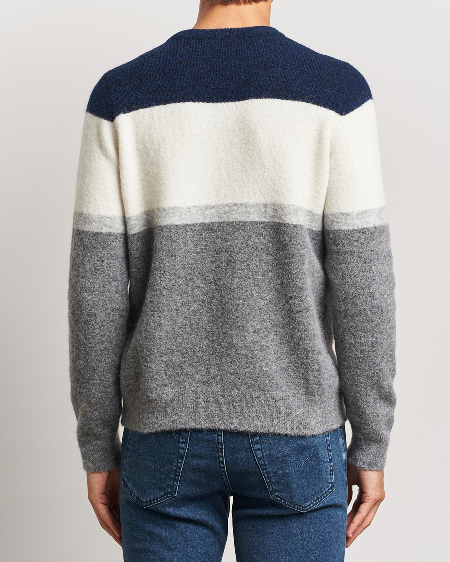 Herre | Gensere | Jacob Cohën | Alpaca/Wool Embrodery Sweater Blue/White/Grey