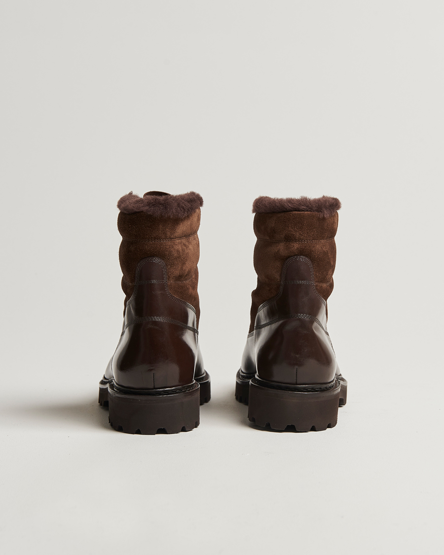 Herre | John Lobb Peak Shearling Lined Boots Dark Brown | John Lobb | Peak Shearling Lined Boots Dark Brown