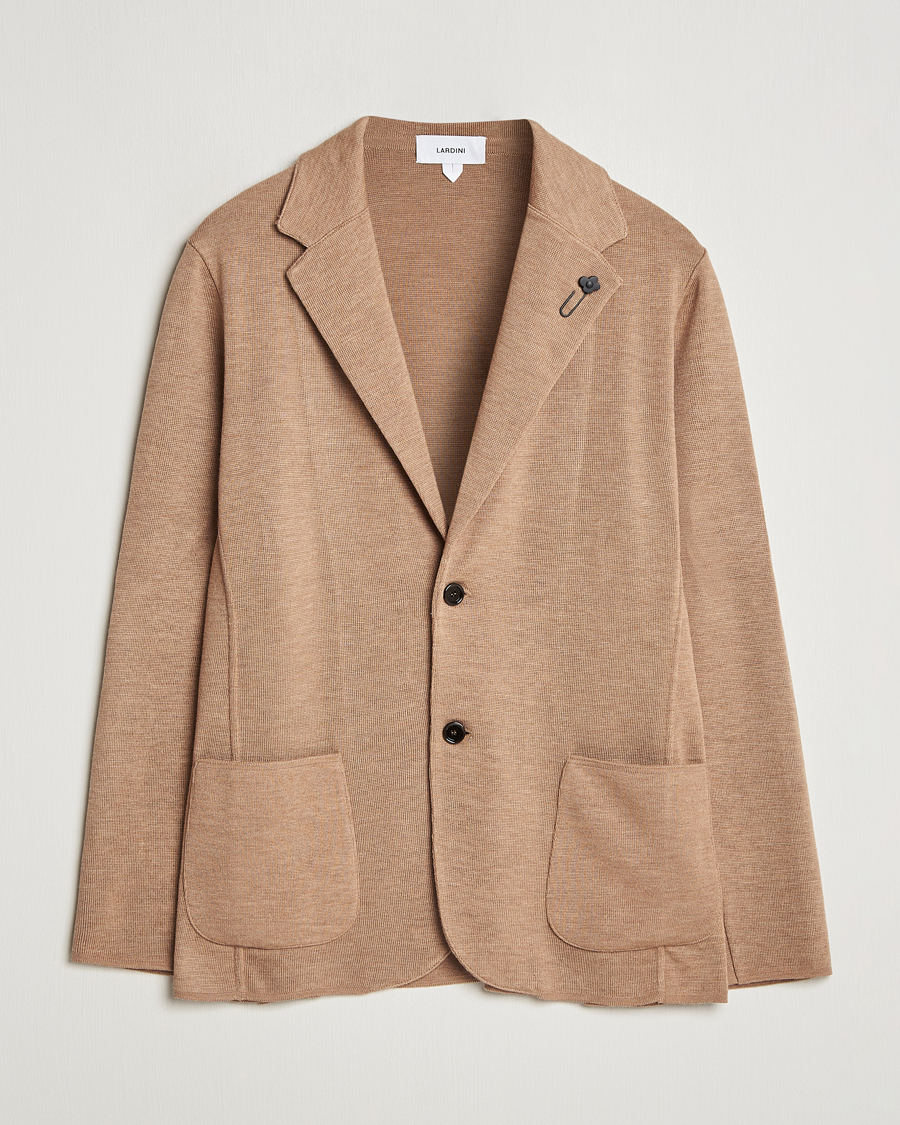 Herre | Dressjakker | Lardini | Knitted Wool Blazer Beige