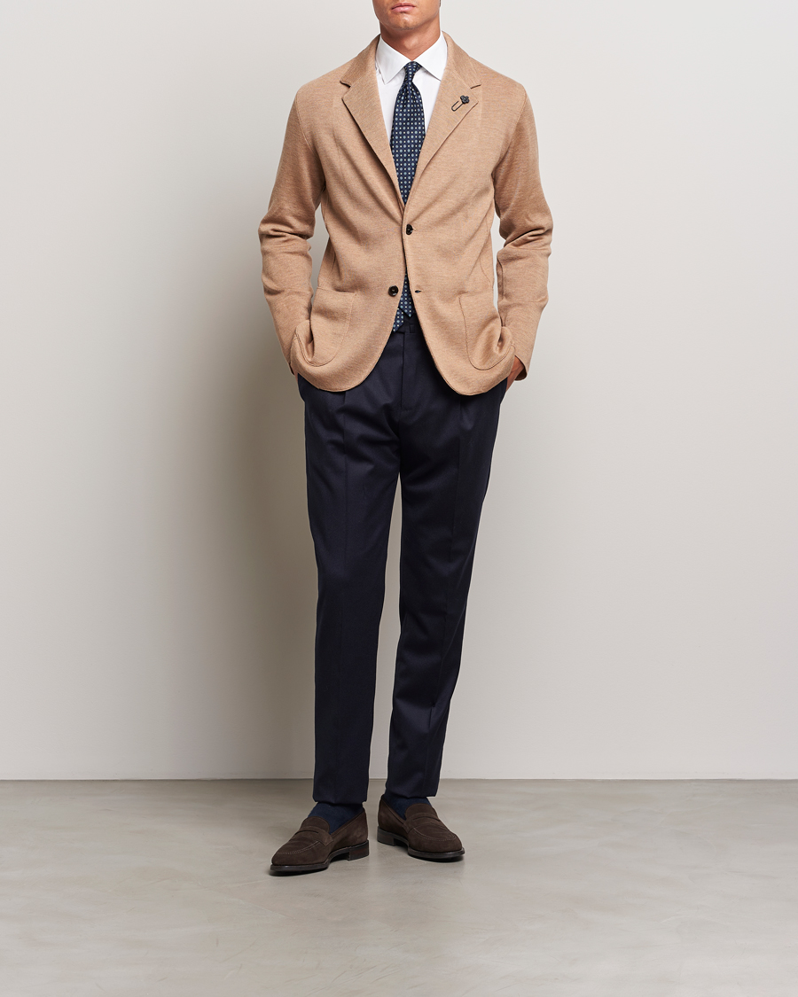 Herre | Dressjakker | Lardini | Knitted Wool Blazer Beige