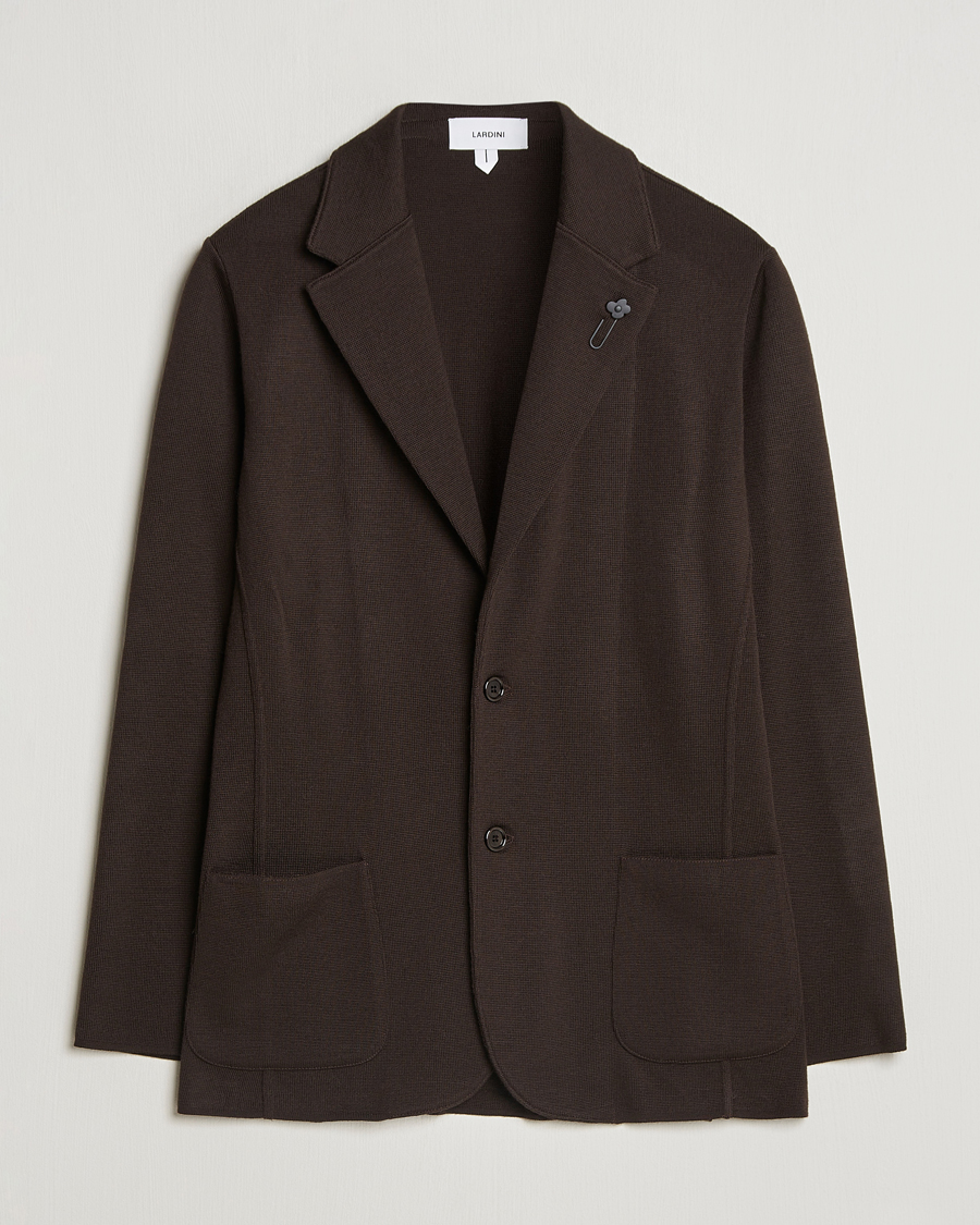 Herre | Dressjakker | Lardini | Knitted Wool Blazer Brown