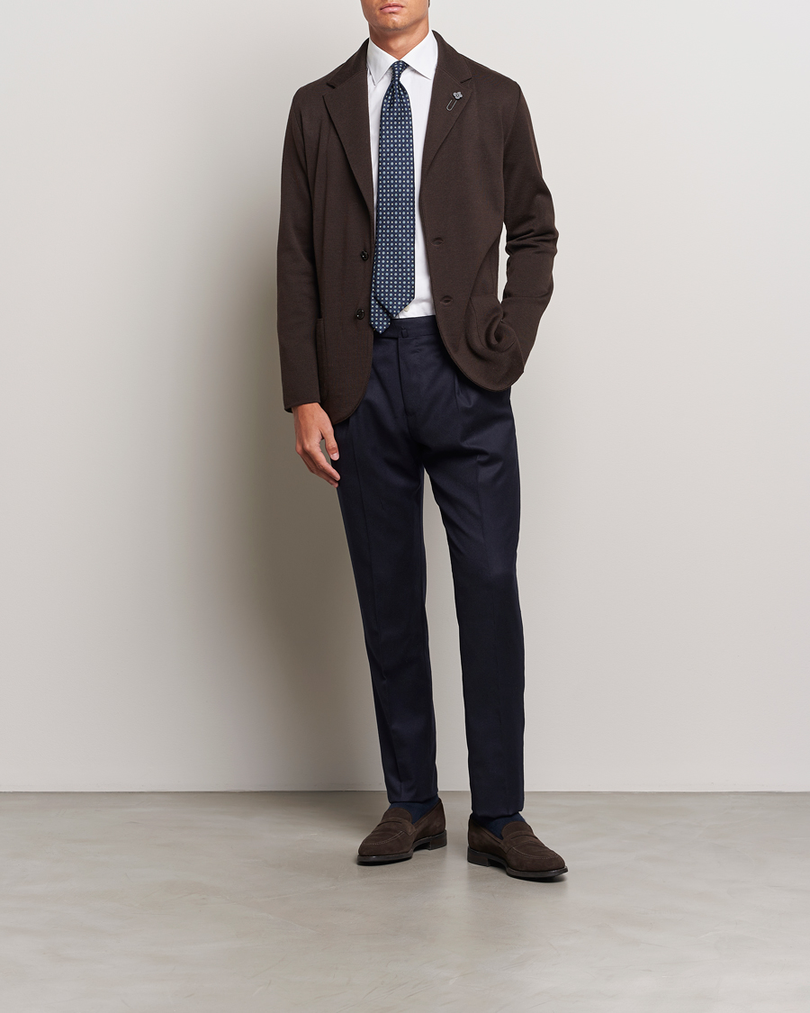 Herre | Dressjakker | Lardini | Knitted Wool Blazer Brown