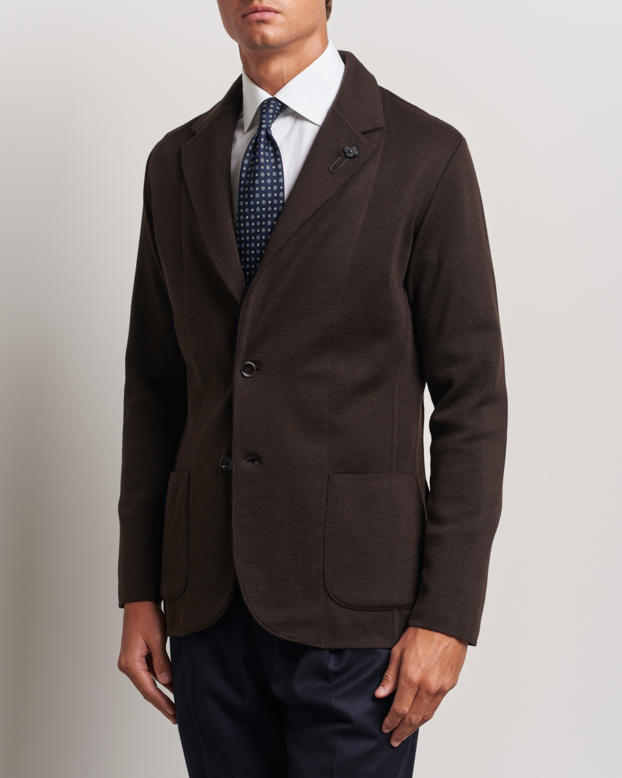 Herre | Dressjakker | Lardini | Knitted Wool Blazer Brown