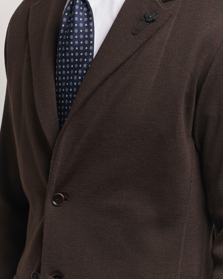 Herre | Dressjakker | Lardini | Knitted Wool Blazer Brown