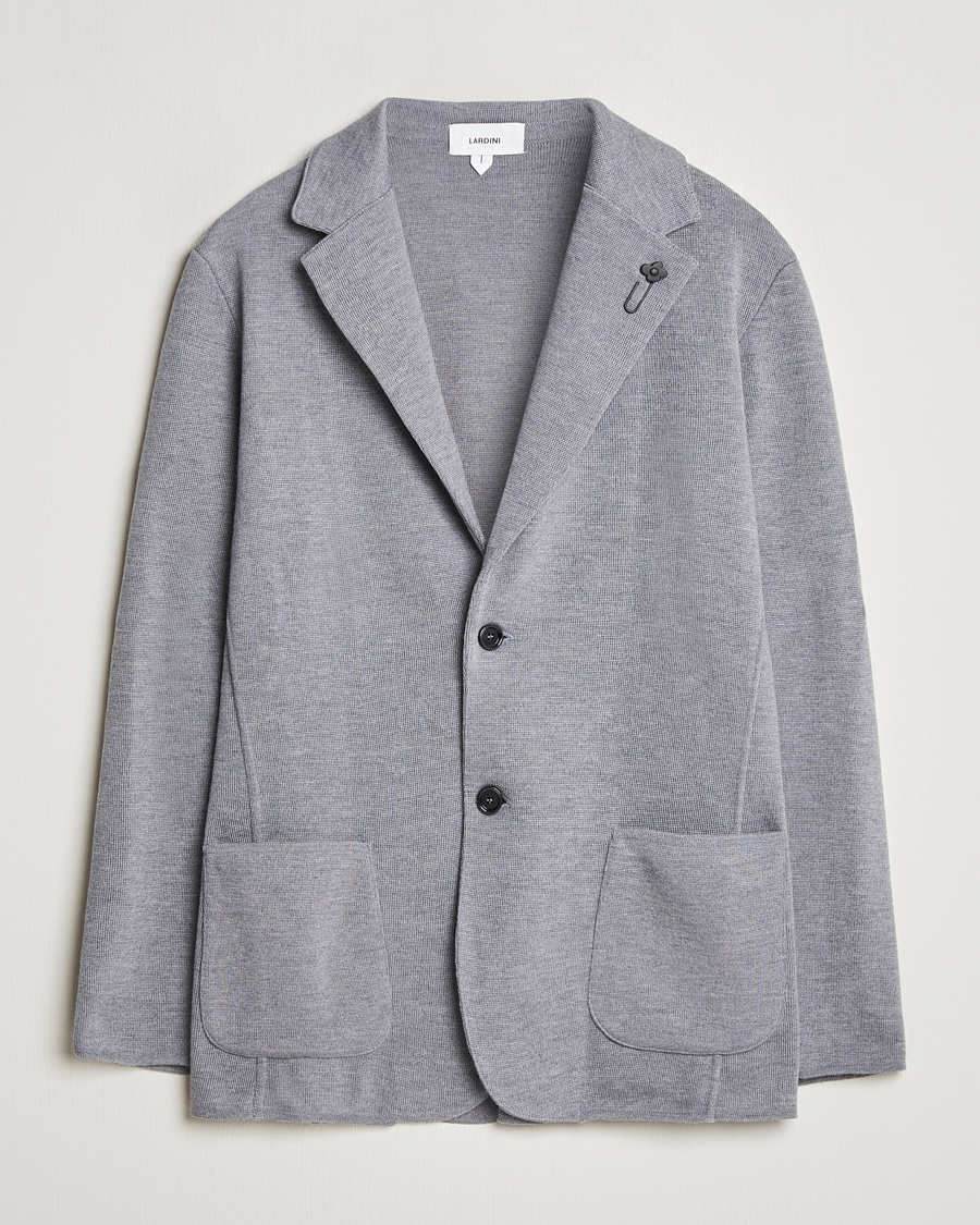 Herre | Dressjakker | Lardini | Knitted Wool Blazer Grey