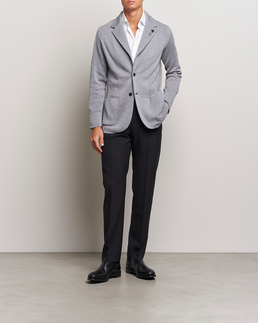 Herre | Dressjakker | Lardini | Knitted Wool Blazer Grey