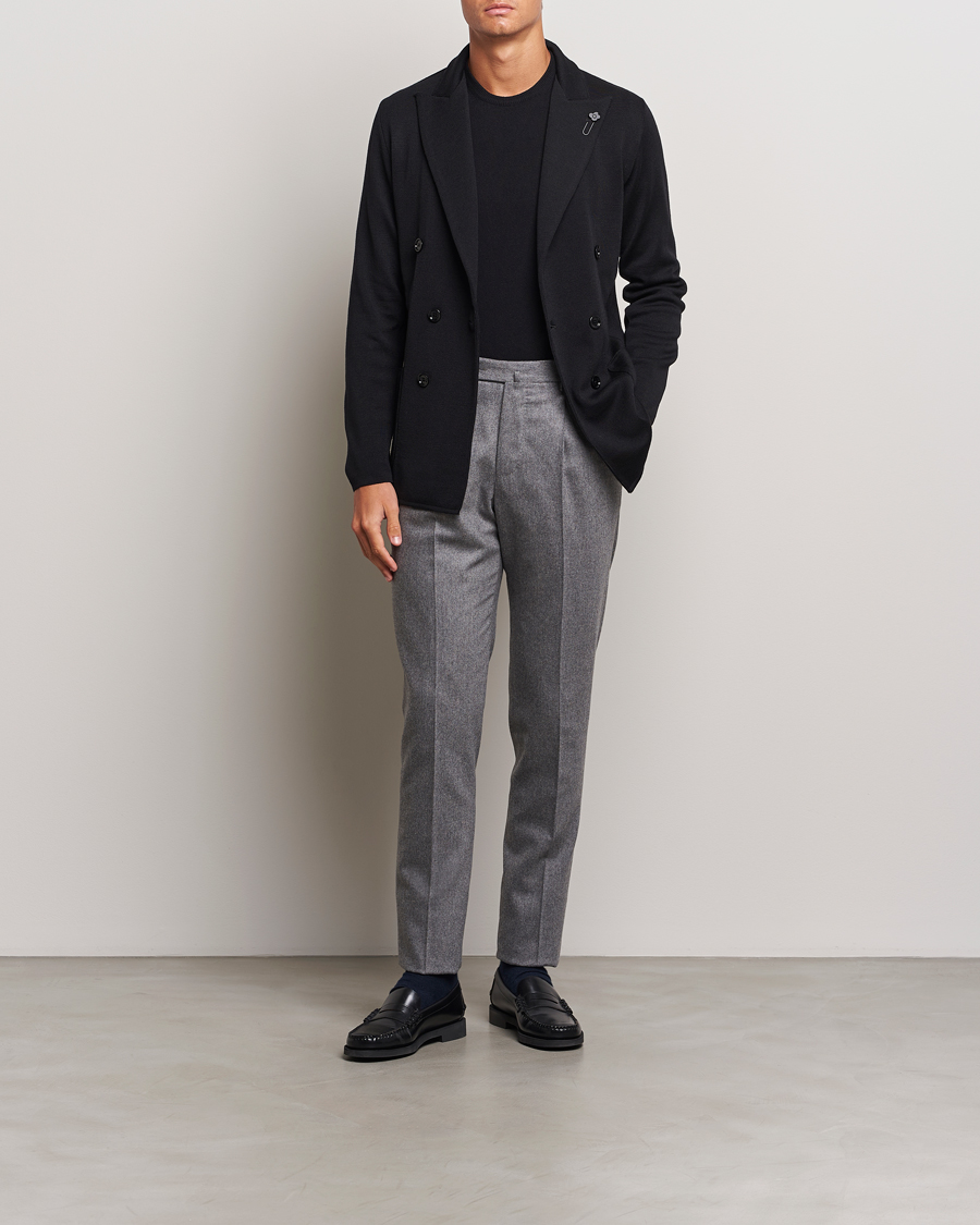 Herre | Dressjakker | Lardini | Knitted Double Breasted Wool Blazer Black