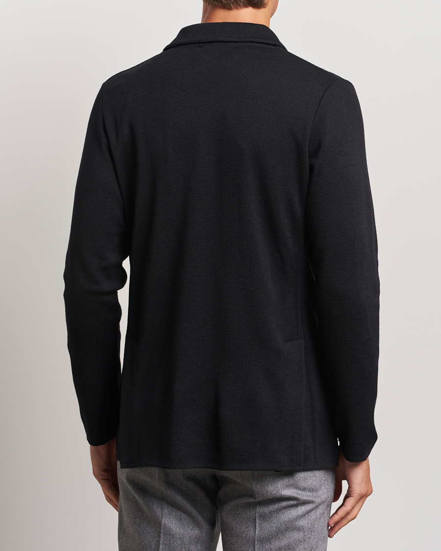 Herre | Dressjakker | Lardini | Knitted Double Breasted Wool Blazer Black