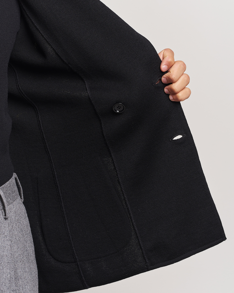 Herre | Dressjakker | Lardini | Knitted Double Breasted Wool Blazer Black
