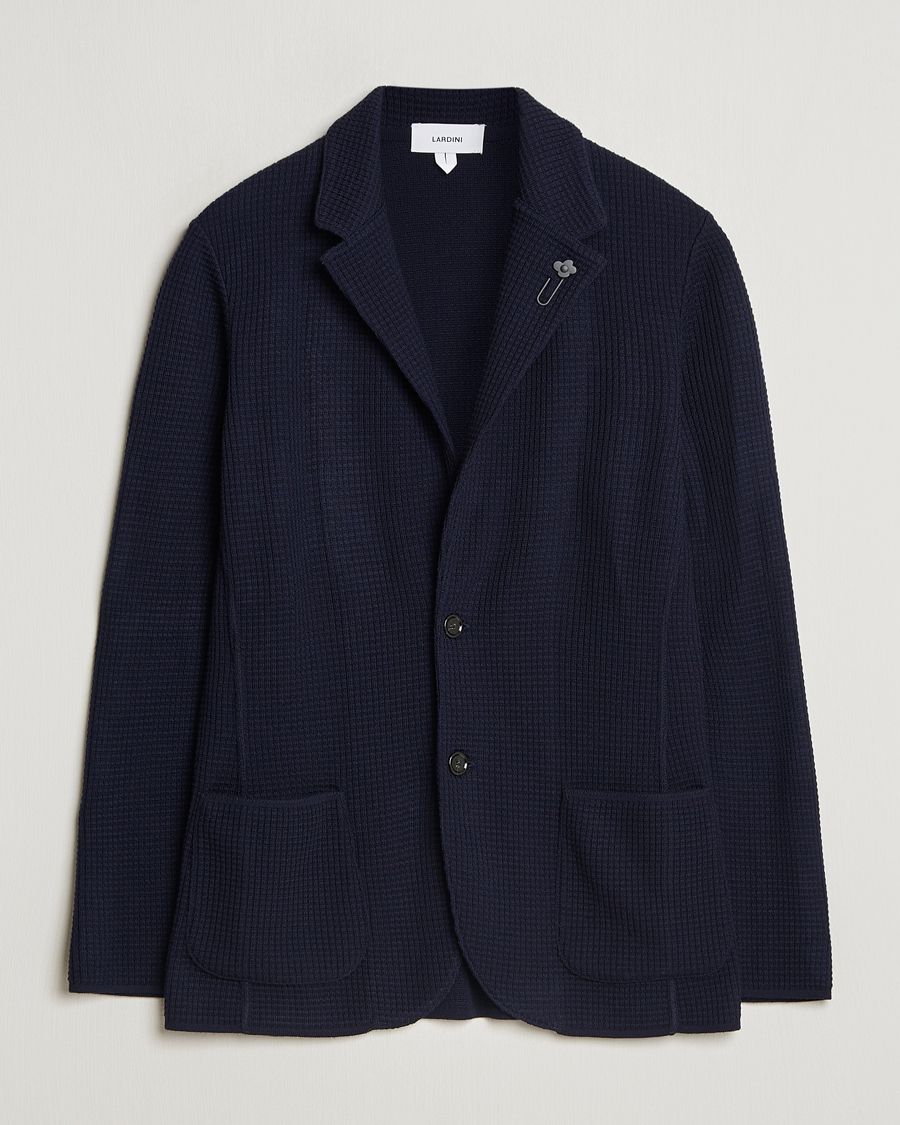 Herre | Dressjakker | Lardini | Knitted Structure Wool Blazer Navy