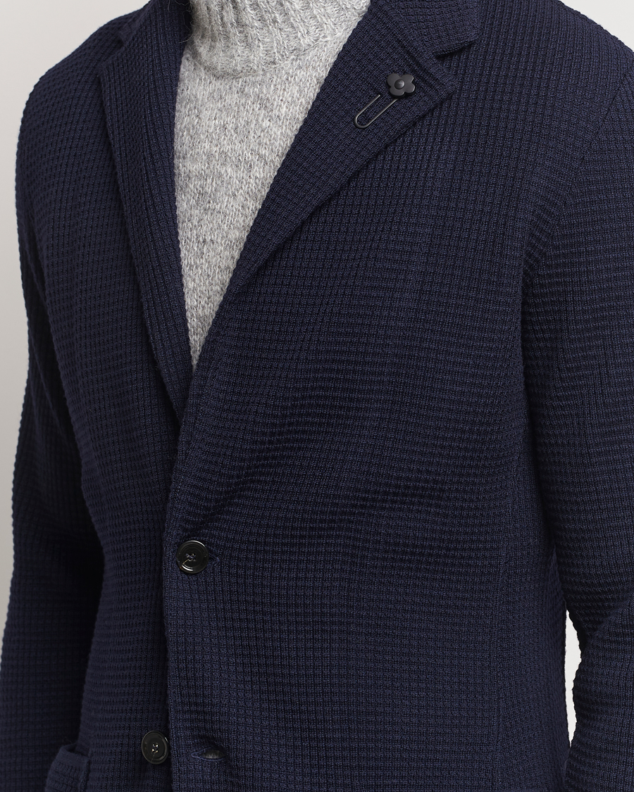 Herre | Dressjakker | Lardini | Knitted Structure Wool Blazer Navy