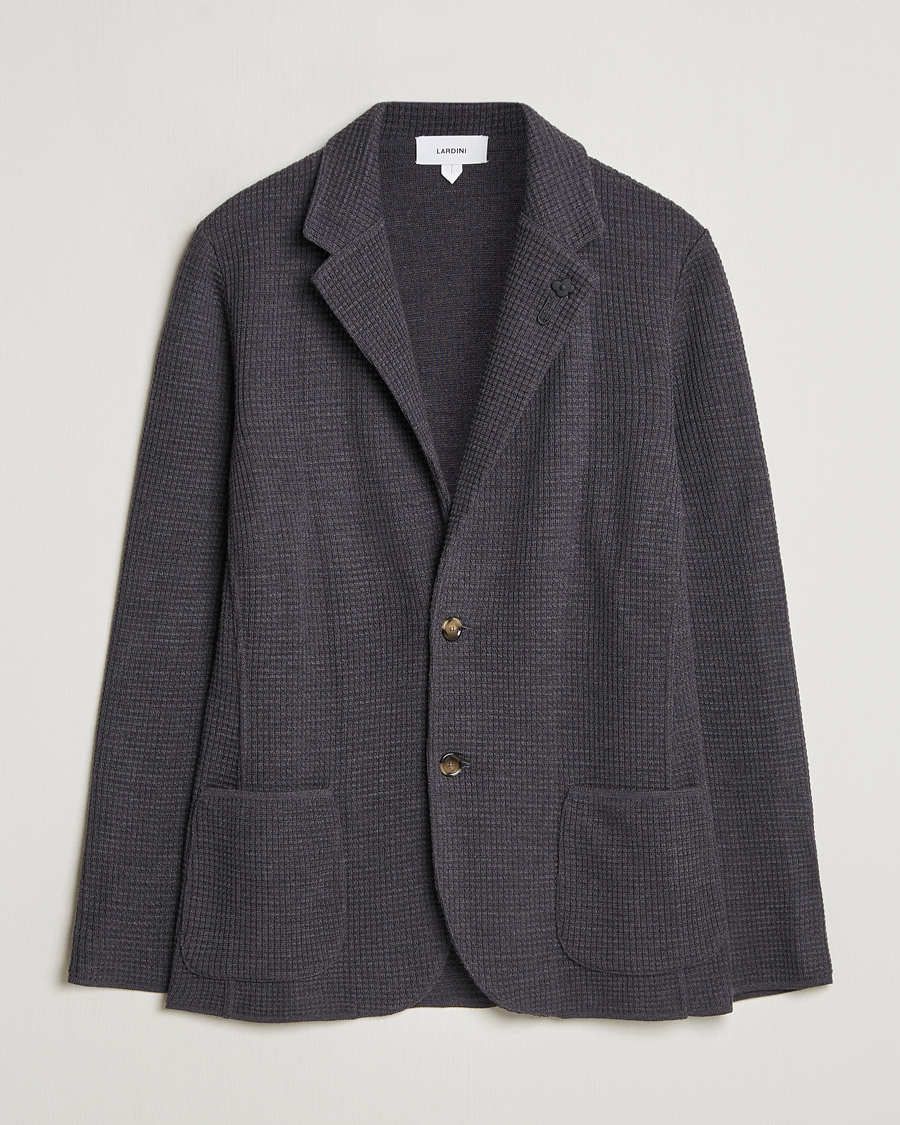 Herre | Dressjakker | Lardini | Knitted Structure Wool Blazer Dark Grey