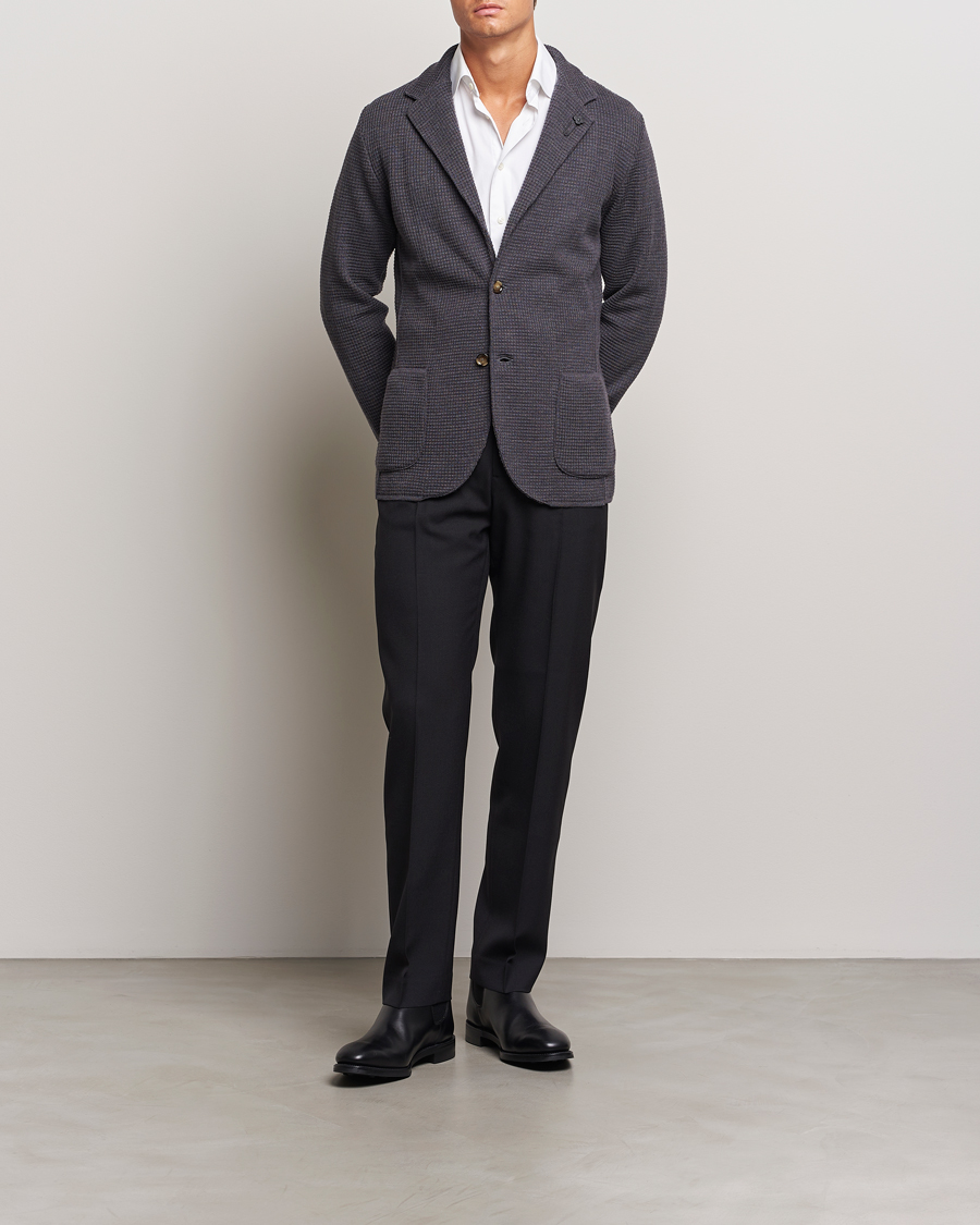 Herre | Dressjakker | Lardini | Knitted Structure Wool Blazer Dark Grey