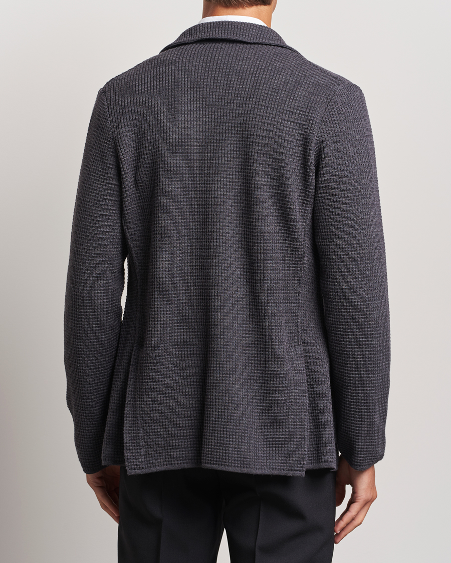 Herre | Dressjakker | Lardini | Knitted Structure Wool Blazer Dark Grey