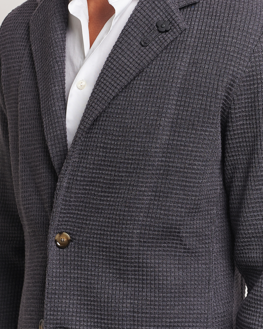 Herre | Dressjakker | Lardini | Knitted Structure Wool Blazer Dark Grey