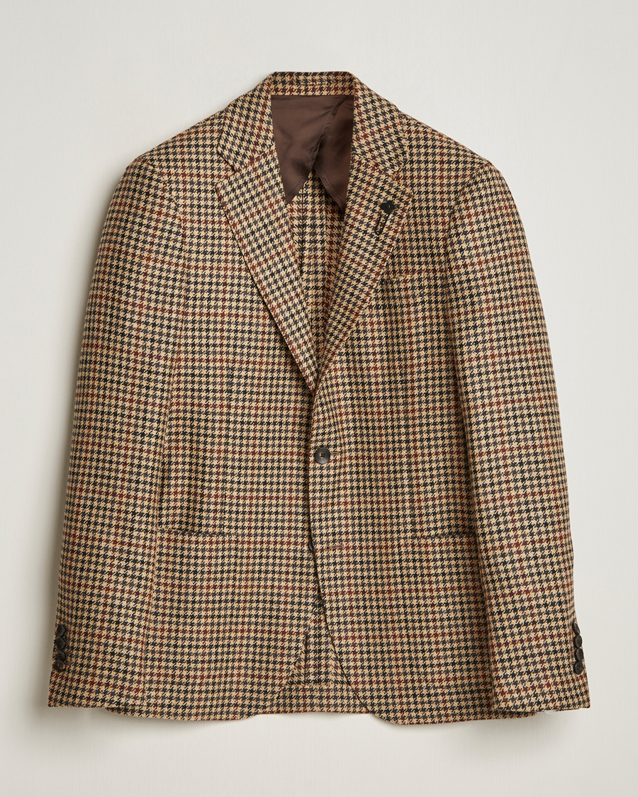 Herre | Dressjakker | Lardini | Checked Wool/Cashmere Blazer Beige/Brown
