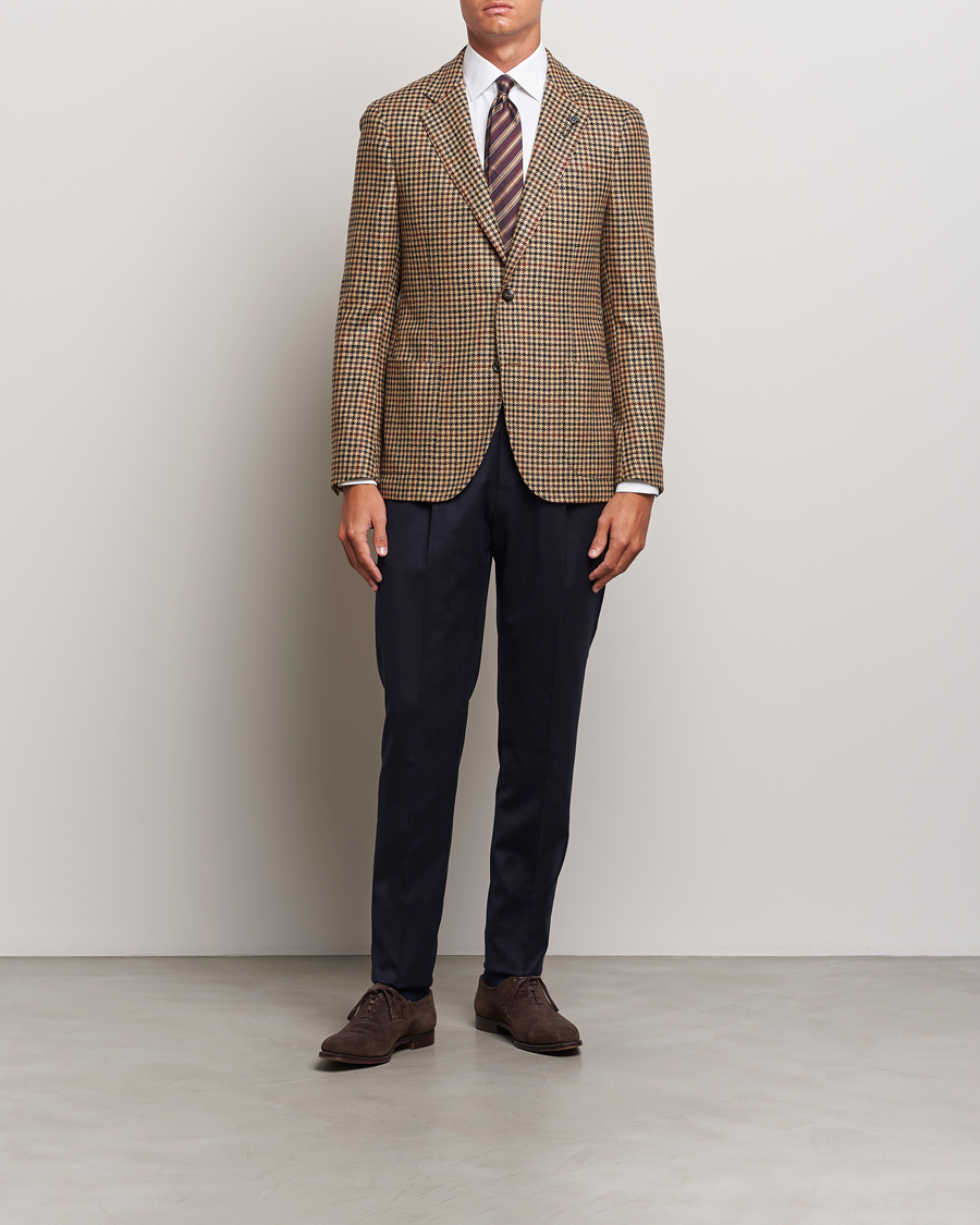 Herre | Dressjakker | Lardini | Checked Wool/Cashmere Blazer Beige/Brown