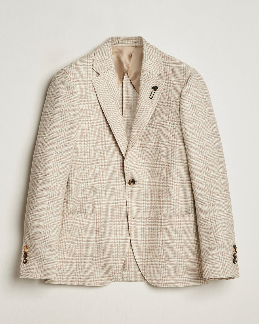 Herre | Dressjakker | Lardini | Prince of Wales Wool Blazer Light Beige