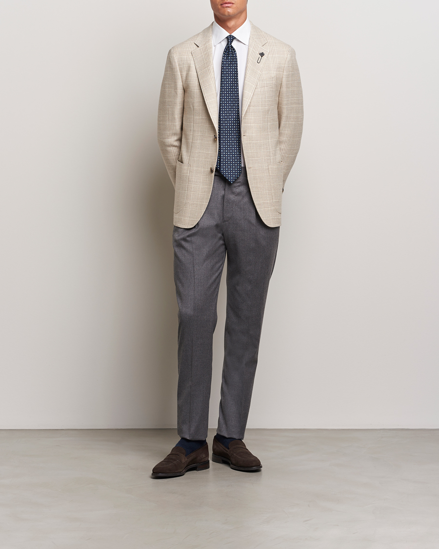 Herre | Dressjakker | Lardini | Prince of Wales Wool Blazer Light Beige