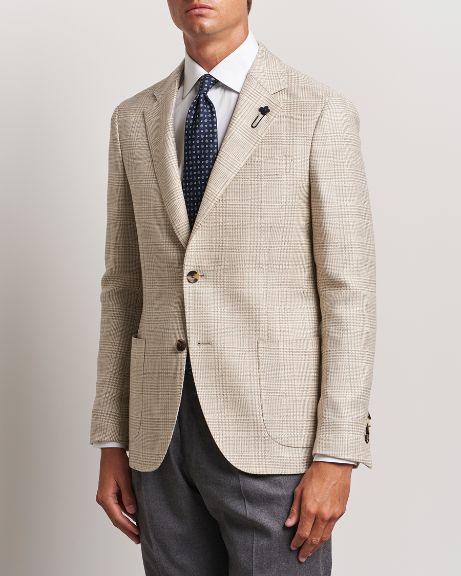 Herre | Dressjakker | Lardini | Prince of Wales Wool Blazer Light Beige