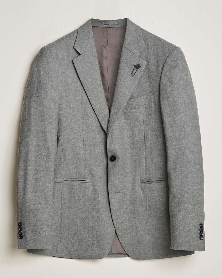 Herre | Dressjakker | Lardini | Wool Flannel Blazer Light Grey