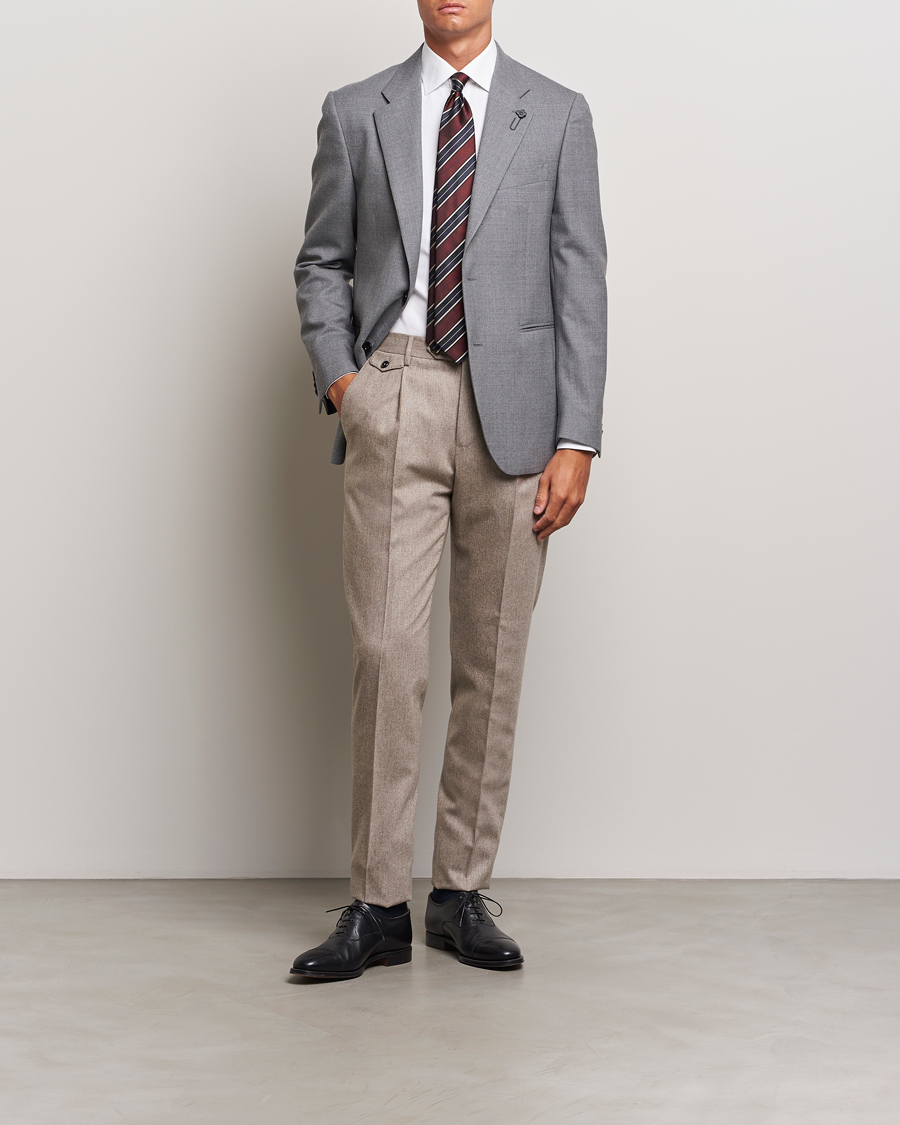 Herre | Dressjakker | Lardini | Wool Flannel Blazer Light Grey