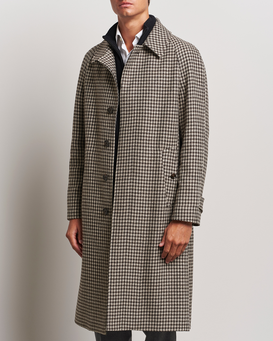 Herre | Jakker | Lardini | Houndstooth Wool/Cashmere Coat Brown