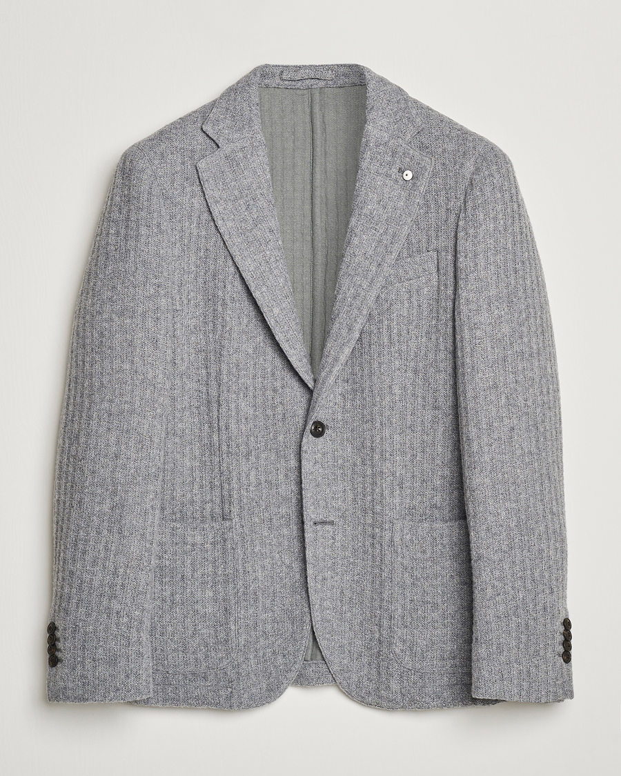 Herre | Dressjakker | L.B.M. 1911 | Knitted Punto Wool Structure Blazer Grey