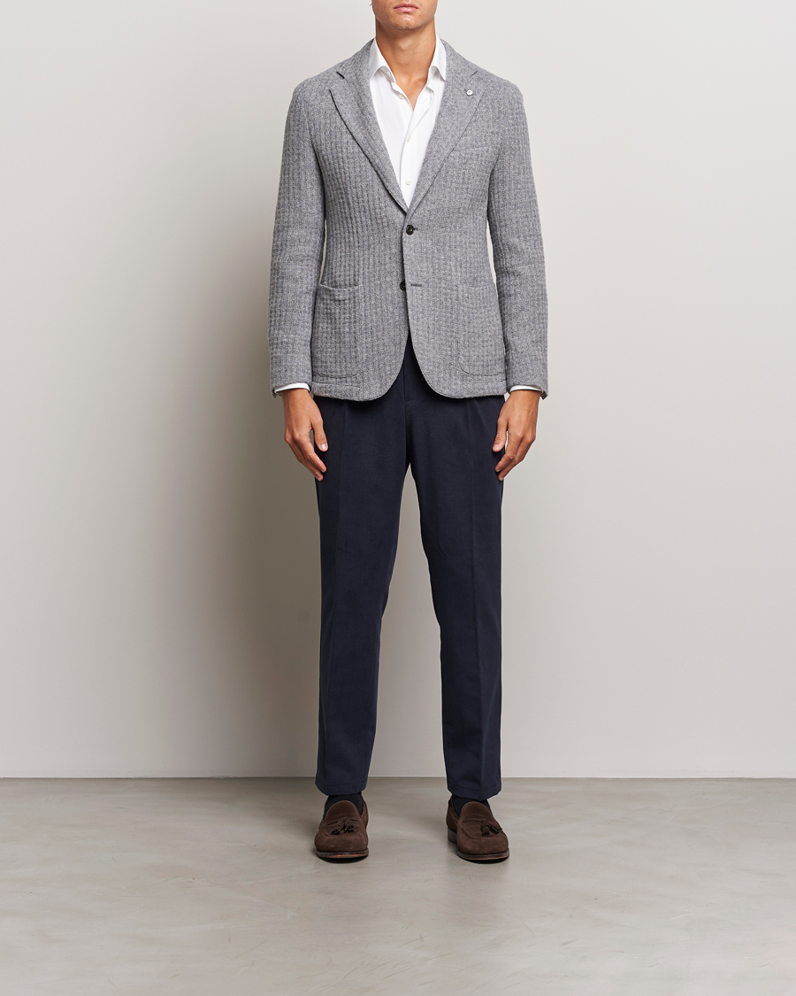 Herre | Dressjakker | L.B.M. 1911 | Knitted Punto Wool Structure Blazer Grey