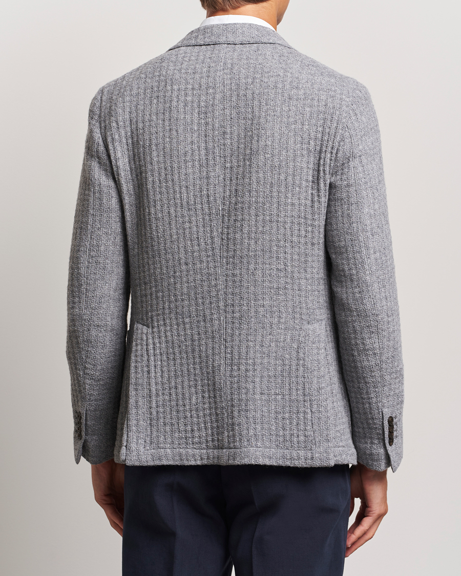 Herre | Dressjakker | L.B.M. 1911 | Knitted Punto Wool Structure Blazer Grey