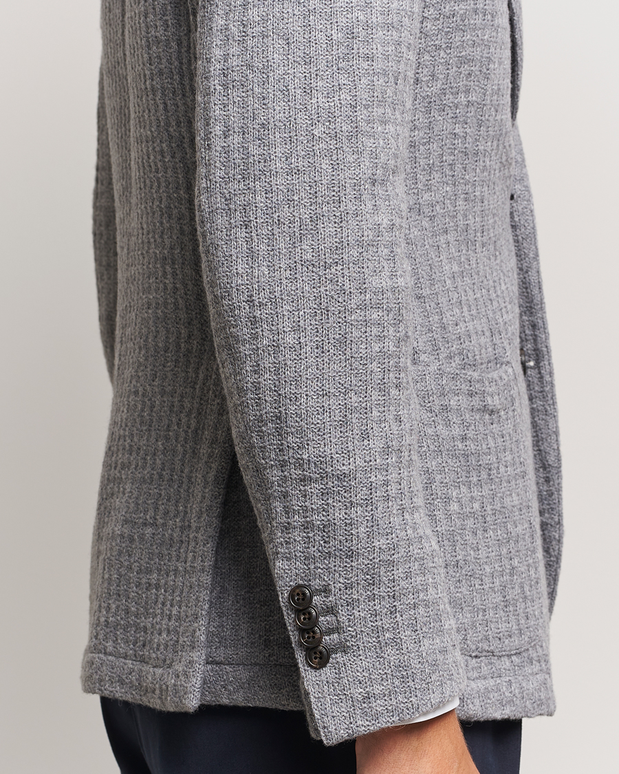 Herre | Dressjakker | L.B.M. 1911 | Knitted Punto Wool Structure Blazer Grey