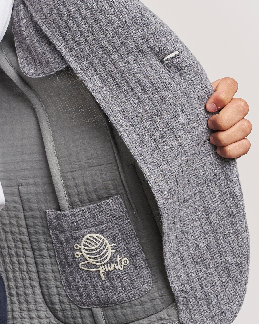 Herre | Dressjakker | L.B.M. 1911 | Knitted Punto Wool Structure Blazer Grey