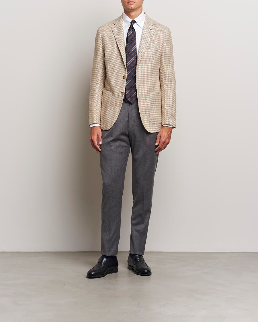 Herre | Dressjakker | L.B.M. 1911 | Jack Regular Houndstooth Blazer Beige