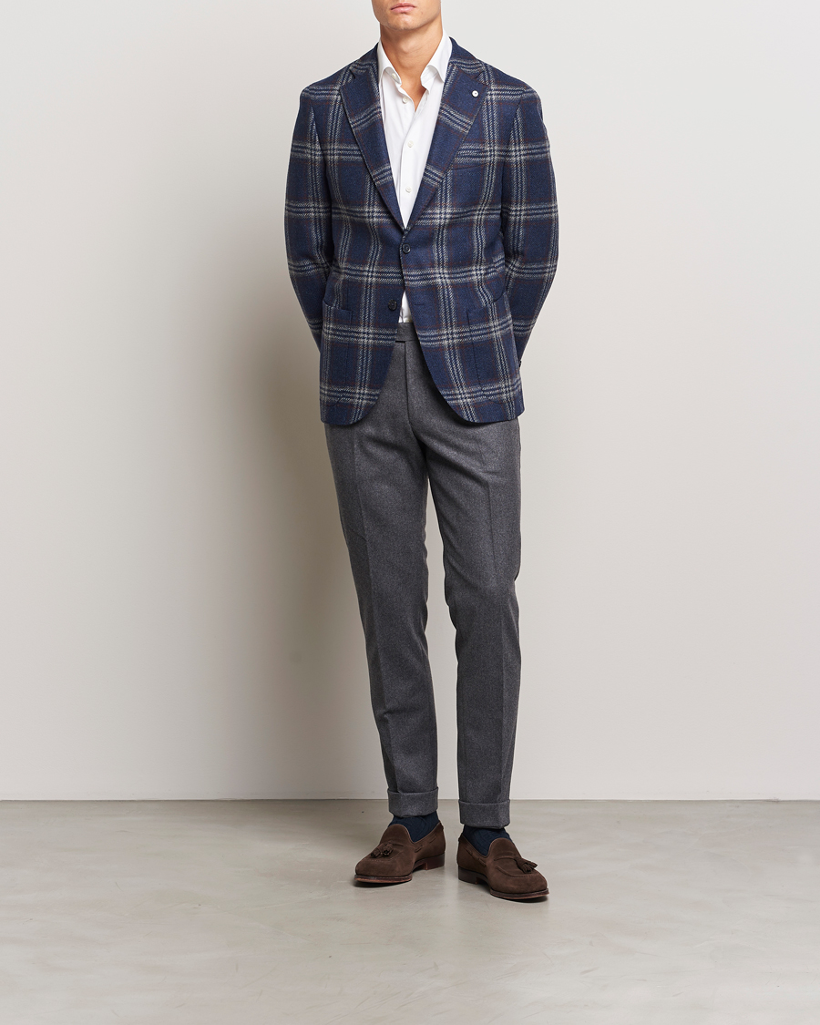 Herre | Dressjakker | L.B.M. 1911 | Jack Regular Checked Wool Blazer Navy