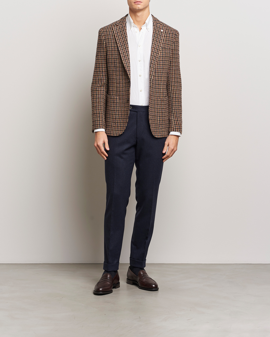 Herre | Dressjakker | L.B.M. 1911 | Jack Regular Small Check Wool Blazer Brown