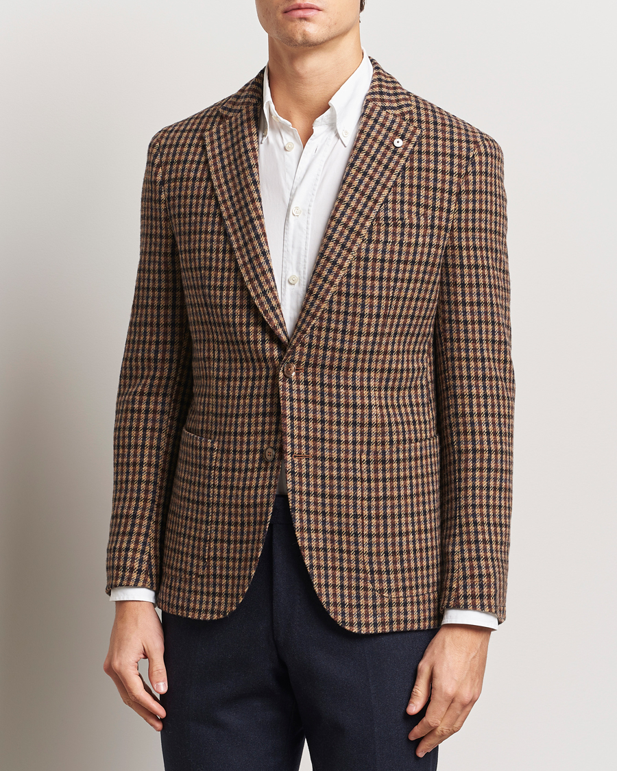 Herre | Dressjakker | L.B.M. 1911 | Jack Regular Small Check Wool Blazer Brown