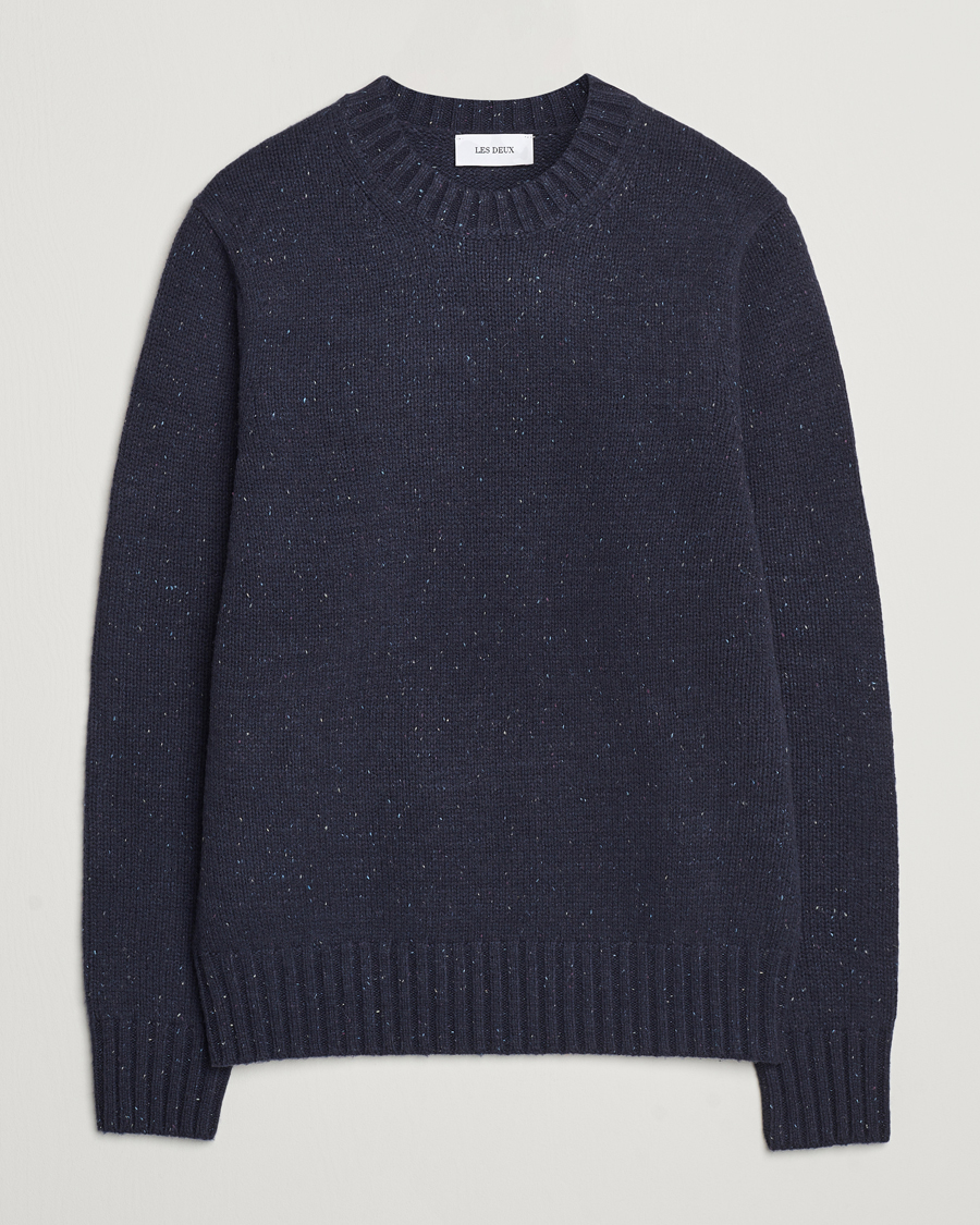 Herre | Gensere | LES DEUX | Gary Fleck Wool Roundneck Dark Navy