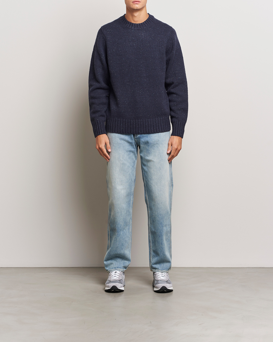 Herre | Gensere | LES DEUX | Gary Fleck Wool Roundneck Dark Navy