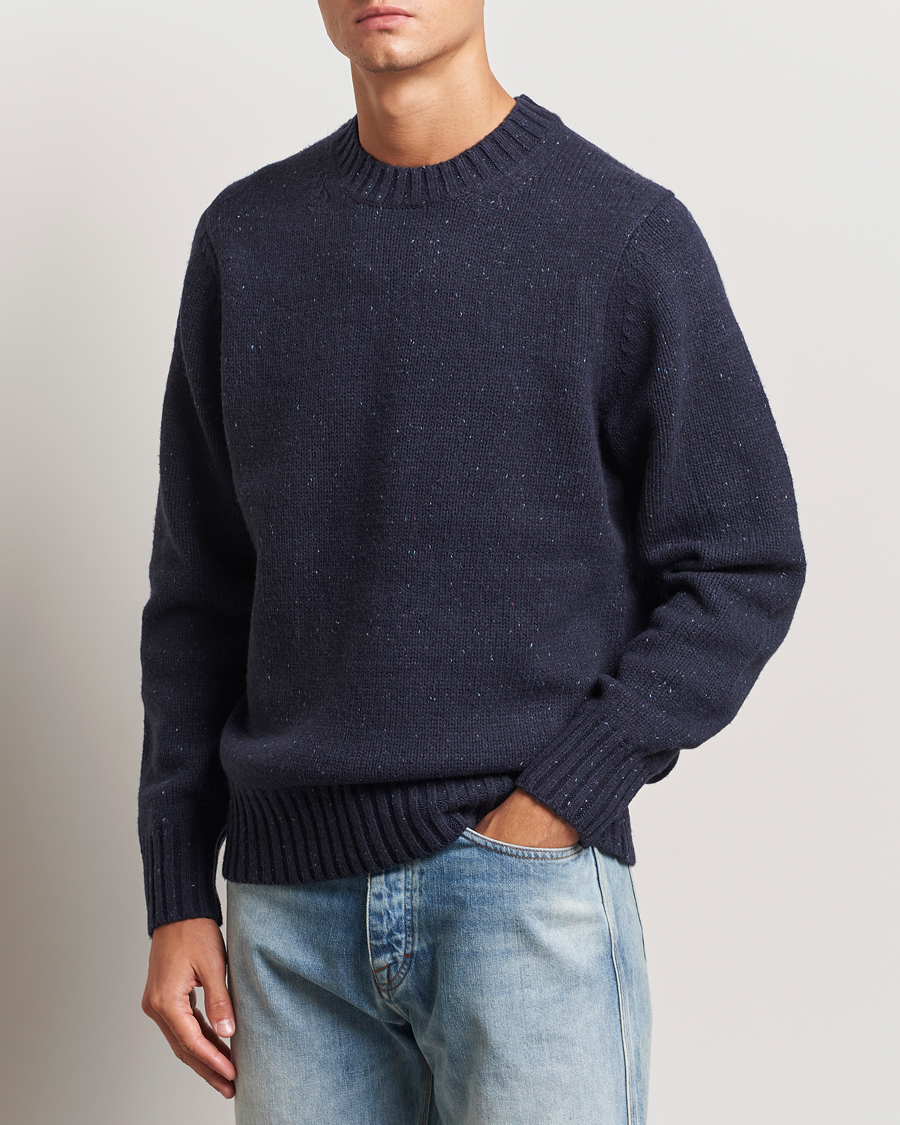 Herre | Gensere | LES DEUX | Gary Fleck Wool Roundneck Dark Navy