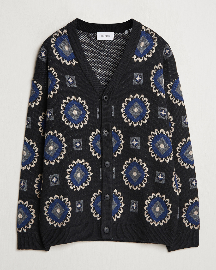 Herre | Gensere | LES DEUX | Aro Paisley Cardigan Black/Blueprint