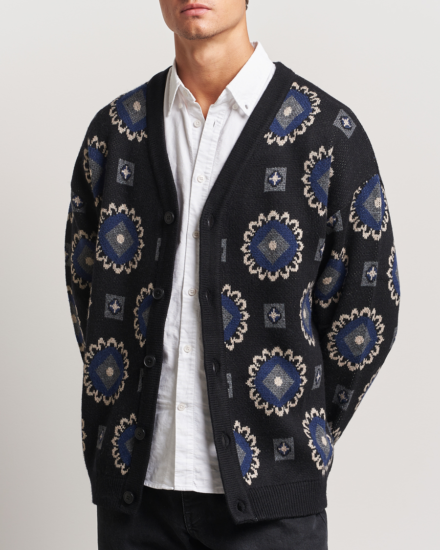 Herre | Gensere | LES DEUX | Aro Paisley Cardigan Black/Blueprint
