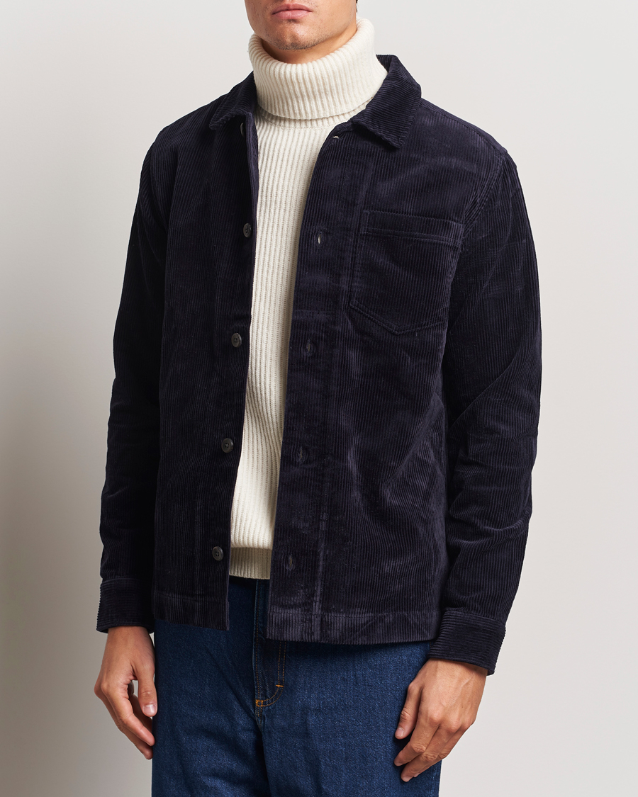 Herre | Skjorter | LES DEUX | Layton Corduroy Overshirt Dark Navy